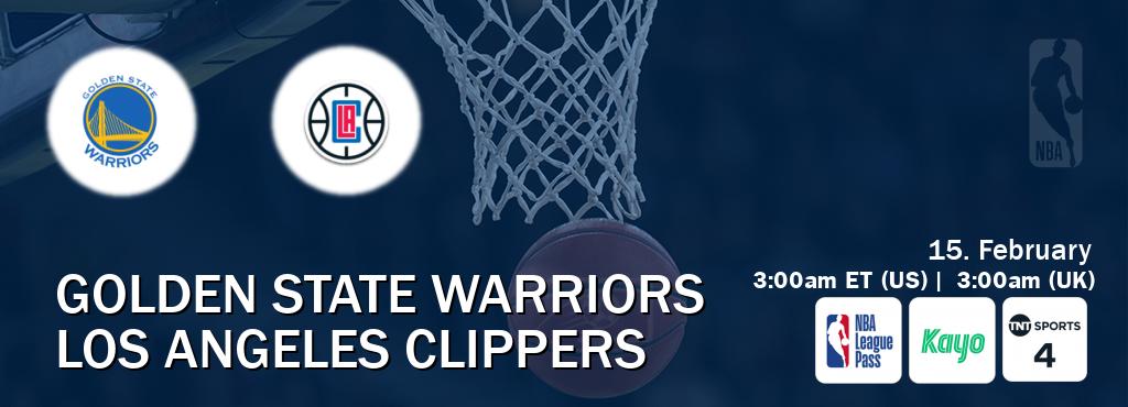 You can watch game live between Golden State Warriors and Los Angeles Clippers on NBA League Pass, Kayo Sports(AU), TNT Sports 4(UK).