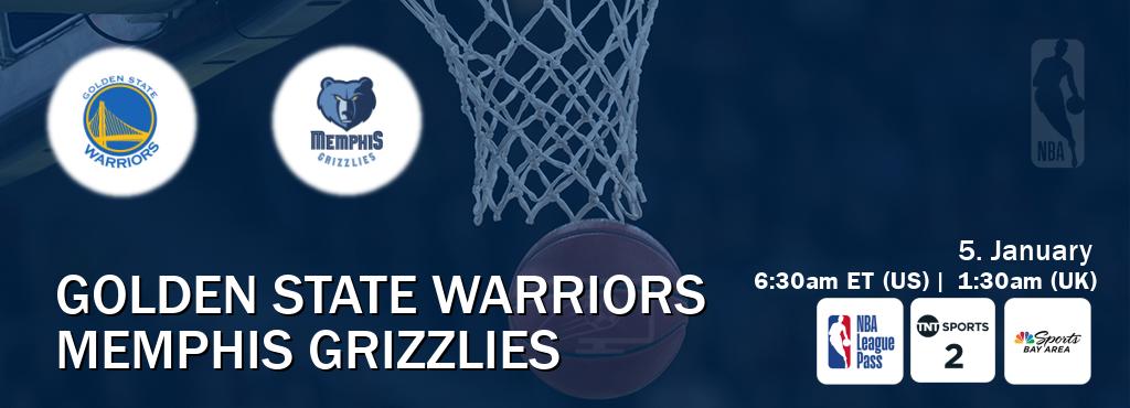 You can watch game live between Golden State Warriors and Memphis Grizzlies on NBA League Pass, TNT Sports 2(UK), NBCS Bay Area(US).