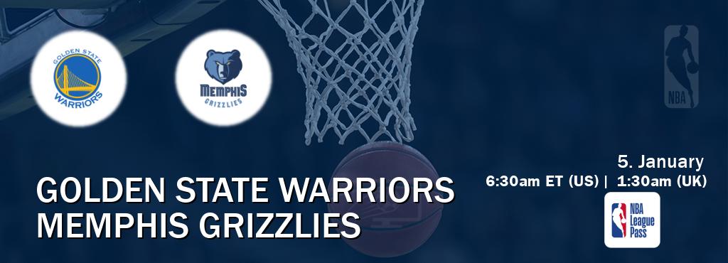 You can watch game live between Golden State Warriors and Memphis Grizzlies on NBA League Pass.