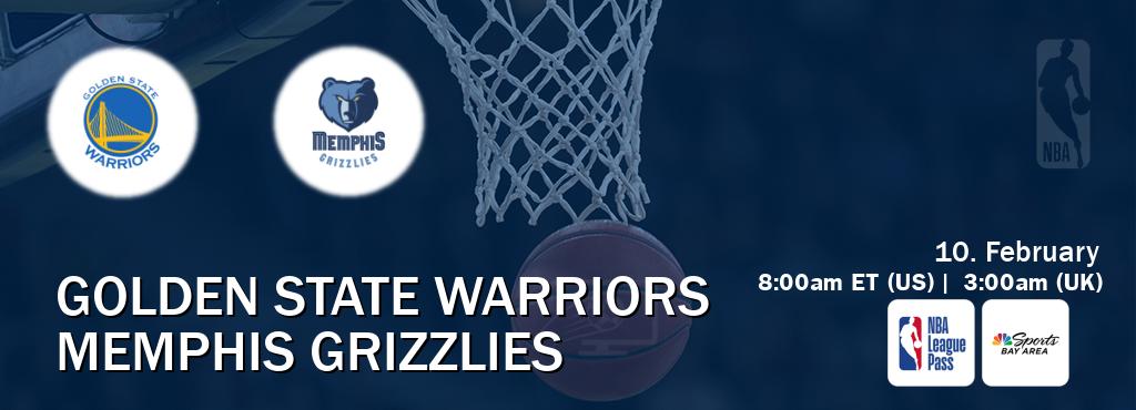 You can watch game live between Golden State Warriors and Memphis Grizzlies on NBA League Pass and NBCS Bay Area(US).