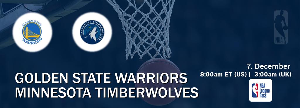 You can watch game live between Golden State Warriors and Minnesota Timberwolves on NBA League Pass.