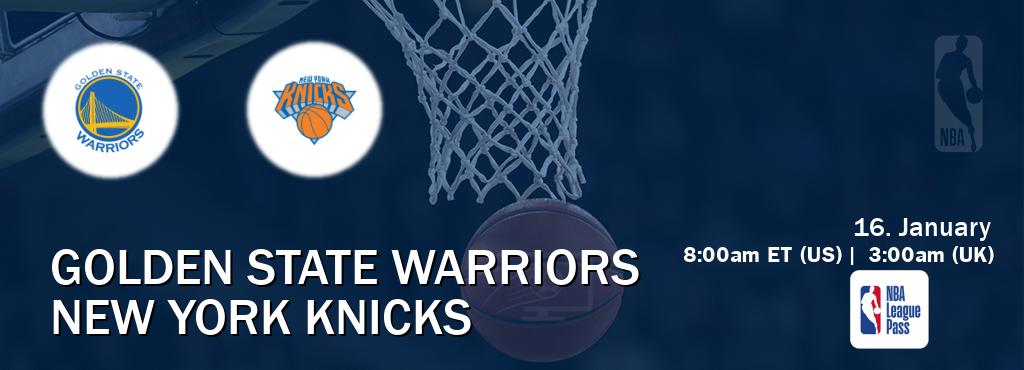You can watch game live between Golden State Warriors and New York Knicks on NBA League Pass.