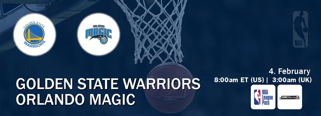 You can watch game live between Golden State Warriors and Orlando Magic on NBA League Pass and AFN Sports 2(US).