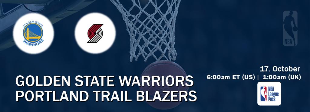 You can watch game live between Golden State Warriors and Portland Trail Blazers on NBA League Pass.