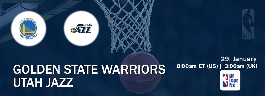 You can watch game live between Golden State Warriors and Utah Jazz on NBA League Pass.