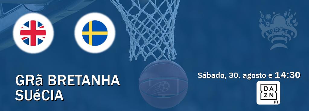 Jogo entre Grã Bretanha e Suécia tem emissão DAZN (sábado, 30. agosto e  14:30).