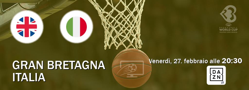 Il match Gran Bretagna - Italia sarà trasmesso in diretta TV su DAZN Italia (ore 20:30)