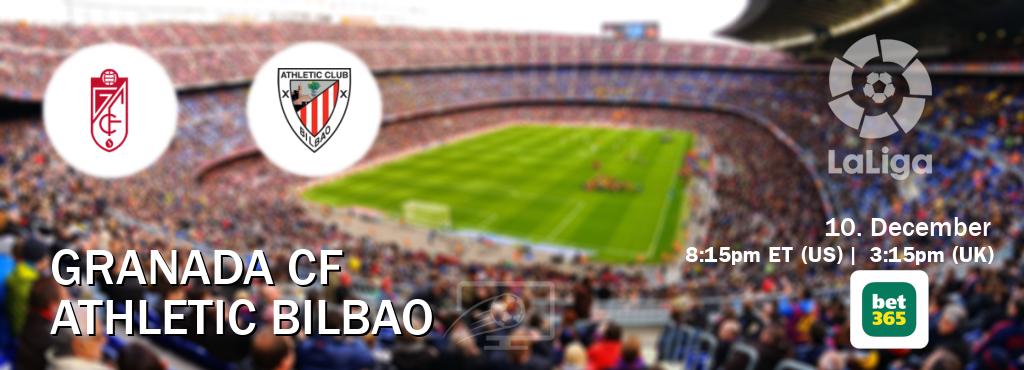 You can watch game live between Granada CF and Athletic Bilbao on bet365(UK).