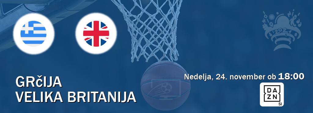 Grčija in Velika Britanija v živo na DAZN. Prenos tekme bo v nedelja, 24. november ob  18:00