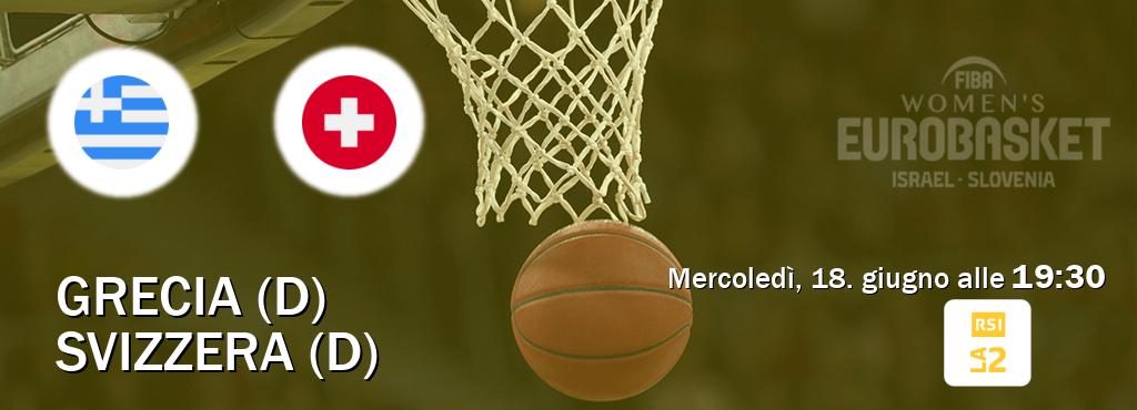 Il match Grecia (D) - Svizzera (D) sarà trasmesso in diretta TV su RSI La 2 (ore 19:30)