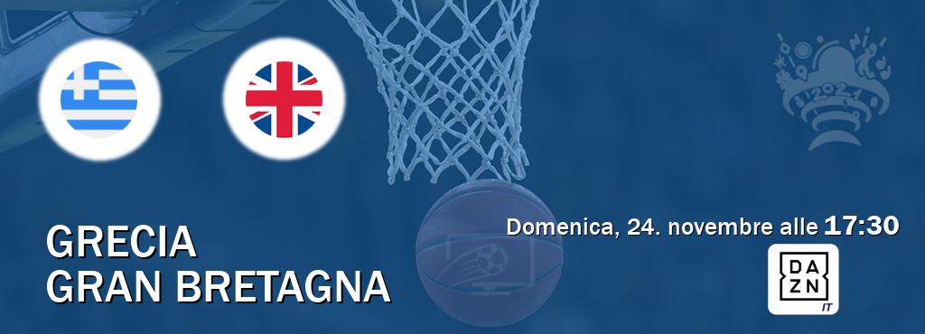 Il match Grecia - Gran Bretagna sarà trasmesso in diretta TV su DAZN Italia (ore 17:30)