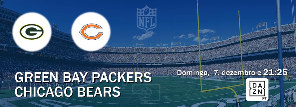 Jogo entre Green Bay Packers e Chicago Bears tem emissão DAZN (domingo,  7. dezembro e  21:25).