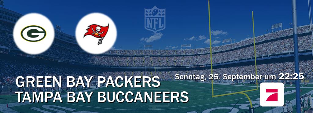 Das Spiel zwischen Green Bay Packers und Tampa Bay Buccaneers wird am Sonntag, 25. September um  22:25, live vom ProSieben übertragen.
