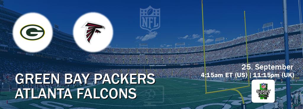 You can watch game live between Green Bay Packers and Atlanta Falcons on NFL Sunday Ticket(US).