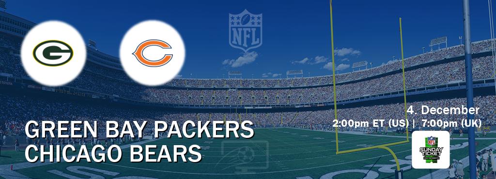 You can watch game live between Green Bay Packers and Chicago Bears on NFL Sunday Ticket.
