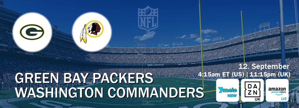 You can watch game live between Green Bay Packers and Washington Commanders on 7Mate Sydney(AU), DAZN UK(UK), Amazon Prime US(US). You can watch game live between Green Bay Packers and Washington Commanders on 7Mate Sydney(AU), DAZN UK(UK), Amazon Prime US(US).