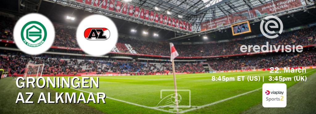 You can watch game live between Groningen and AZ Alkmaar on Viaplay Sports 2(UK). You can watch game live between Groningen and AZ Alkmaar on Viaplay Sports 2(UK).