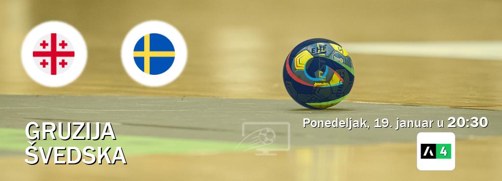 Izravni prijenos utakmice Gruzija i Švedska pratite uživo na Arena Sport 4 (ponedeljak, 19. januar u  20:30).