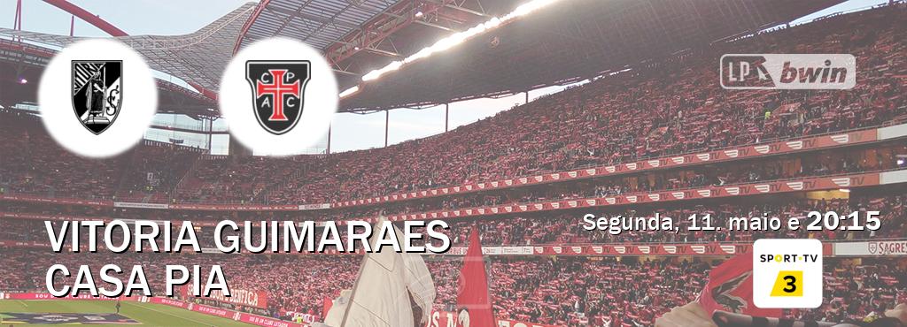 Jogo entre Vitoria Guimaraes e Casa Pia tem emissão Sport TV 3 (segunda, 11. maio e 20:15). Jogo entre Vitoria Guimaraes e Casa Pia tem emissão Sport TV 3 (segunda, 11. maio e 20:15).