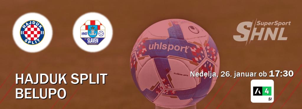 Hajduk Split in Belupo v živo na Arena Sport 4. Prenos tekme bo v nedelja, 26. januar ob  17:30