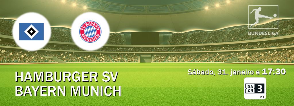 Jogo entre Hamburger SV e Bayern Munich tem emissão DAZN Eleven 3 (sábado, 31. janeiro e  17:30).
