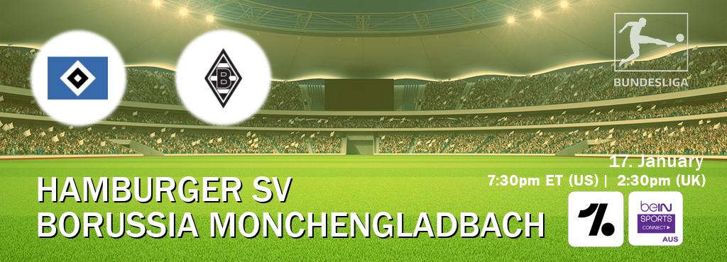 You can watch game live between Hamburger SV and Borussia Monchengladbach on OneFootball and beIN Sports Connect(AU).