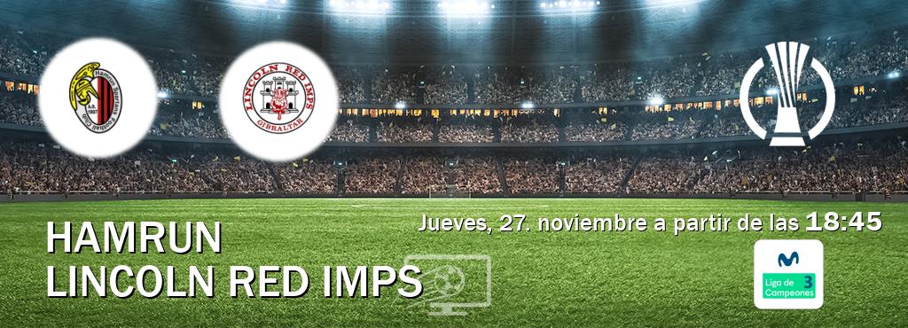 El partido entre Hamrun y Lincoln Red Imps será retransmitido por Movistar Liga de Campeones 3 (jueves, 27. noviembre a partir de las  18:45).