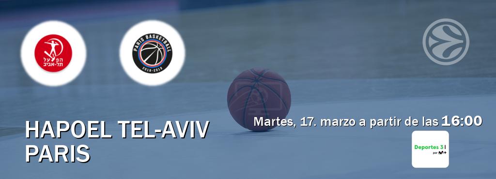 El partido entre Hapoel Tel-Aviv y Paris será retransmitido por Movistar Deportes 3 (martes, 17. marzo a partir de las 16:00). El partido entre Hapoel Tel-Aviv y Paris será retransmitido por Movistar Deportes 3 (martes, 17. marzo a partir de las 16:00).
