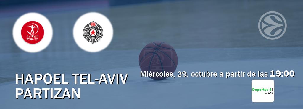 El partido entre Hapoel Tel-Aviv y Partizan será retransmitido por Movistar Deportes 4 (miércoles, 29. octubre a partir de las 19:00). El partido entre Hapoel Tel-Aviv y Partizan será retransmitido por Movistar Deportes 4 (miércoles, 29. octubre a partir de las 19:00).
