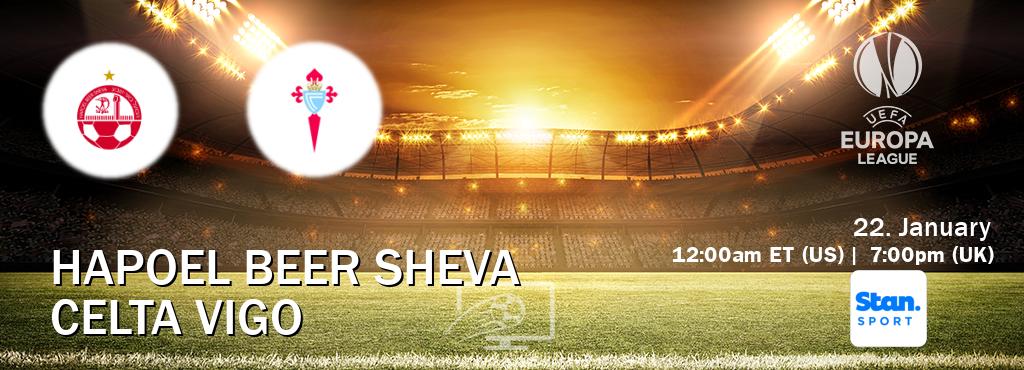 You can watch game live between Hapoel Beer Sheva and Celta Vigo on Stan Sport(AU). You can watch game live between Hapoel Beer Sheva and Celta Vigo on Stan Sport(AU).