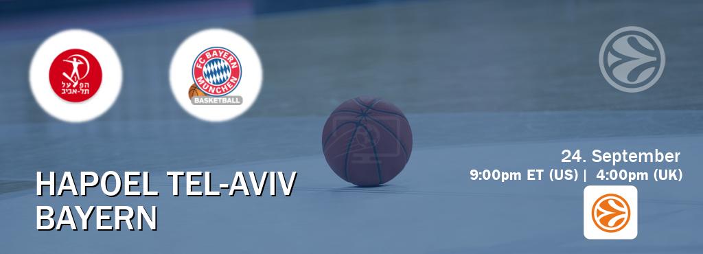 You can watch game live between Hapoel Tel-Aviv and Bayern on EuroLeague TV. You can watch game live between Hapoel Tel-Aviv and Bayern on EuroLeague TV.