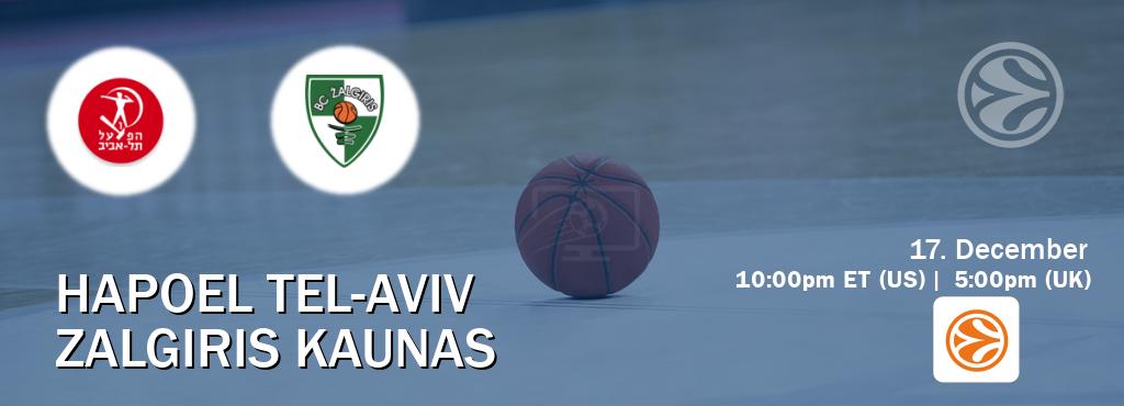 You can watch game live between Hapoel Tel-Aviv and Zalgiris Kaunas on EuroLeague TV. You can watch game live between Hapoel Tel-Aviv and Zalgiris Kaunas on EuroLeague TV.