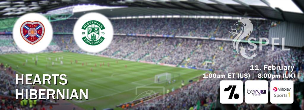 You can watch game live between Hearts and Hibernian on OneFootball, beIN SPORTS 3(AU), Viaplay Sports 1(UK).