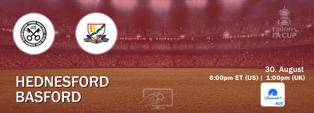 You can watch game live between Hednesford and Basford on Paramount+ Australia(AU).