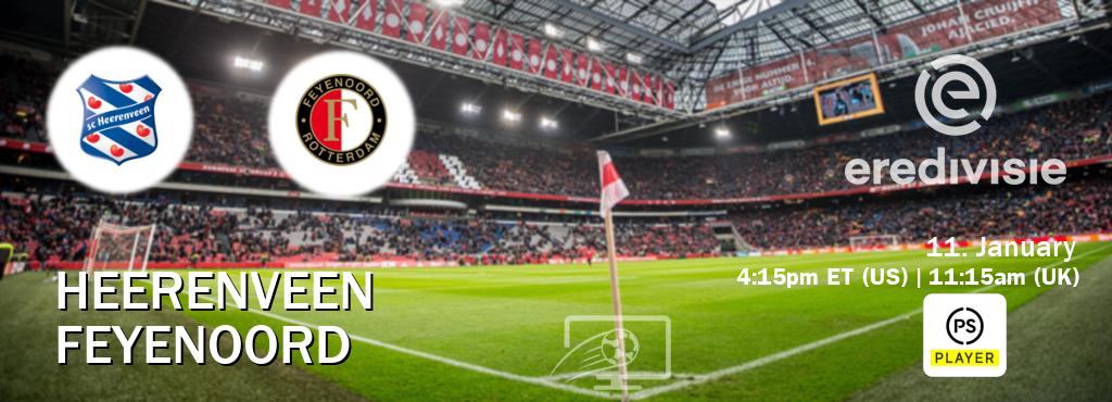 You can watch game live between Heerenveen and Feyenoord on Premier Player(UK). You can watch game live between Heerenveen and Feyenoord on Premier Player(UK).