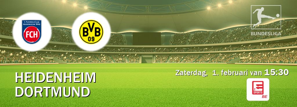 Wedstrijd tussen Heidenheim en Dortmund live op tv bij Eleven Sports 2 (zaterdag,  1. februari van  15:30).