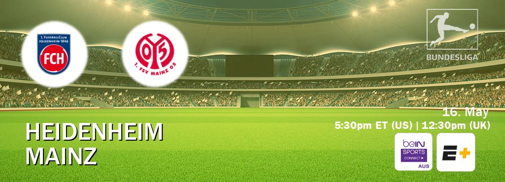 You can watch game live between Heidenheim and Mainz on beIN Sports Connect(AU) and ESPN+(US).