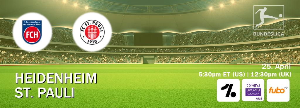 You can watch game live between Heidenheim and St. Pauli on OneFootball, beIN Sports Connect(AU), fuboTV(US).