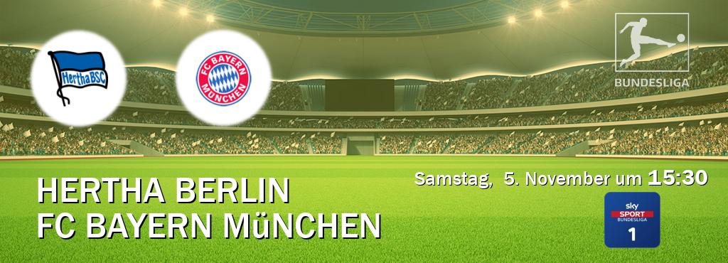 Das Spiel zwischen Hertha Berlin und FC Bayern München wird am Samstag,  5. November um  15:30, live vom Sky Bundesliga 1 übertragen.