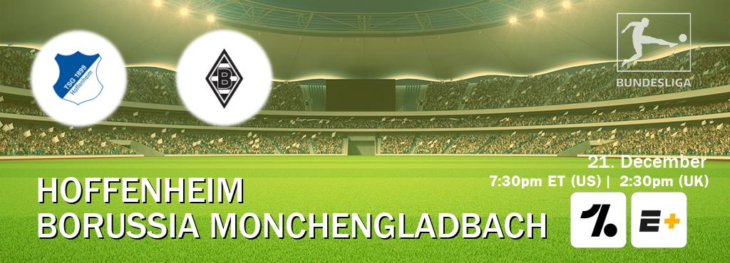 You can watch game live between Hoffenheim and Borussia Monchengladbach on OneFootball and ESPN+(US).