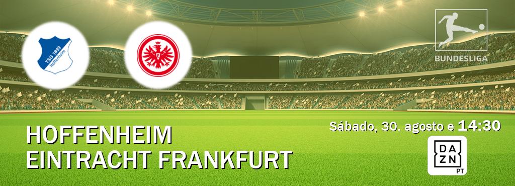 Jogo entre Hoffenheim e Eintracht Frankfurt tem emissão DAZN (sábado, 30. agosto e  14:30).