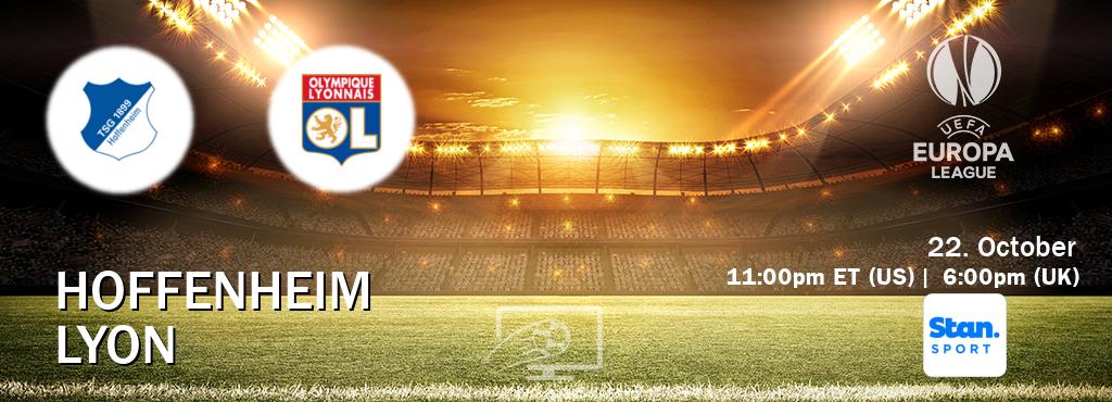 You can watch game live between Hoffenheim and Lyon on Stan Sport(AU). You can watch game live between Hoffenheim and Lyon on Stan Sport(AU).