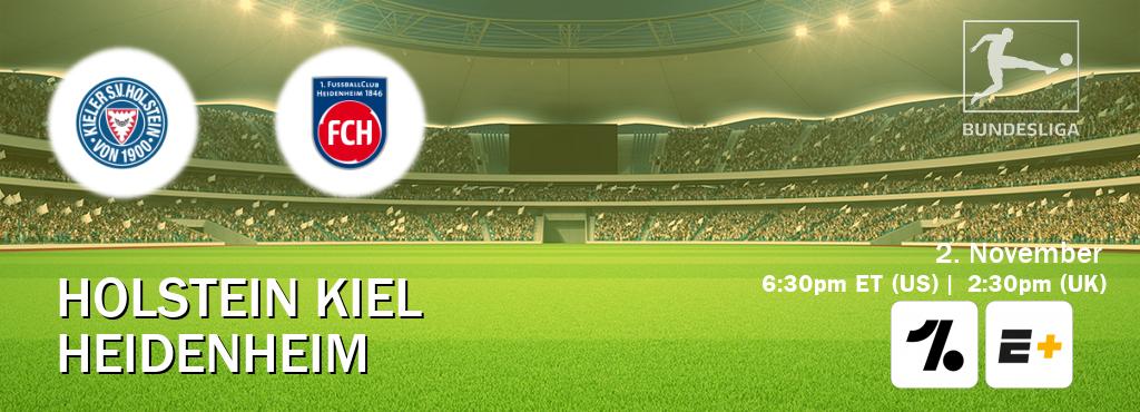 You can watch game live between Holstein Kiel and Heidenheim on OneFootball and ESPN+(US).