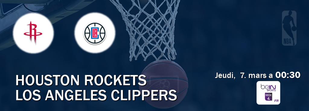 Match entre Houston Rockets et Los Angeles Clippers en direct à la beIN Sports 4 Max (jeudi,  7. mars a  00:30).