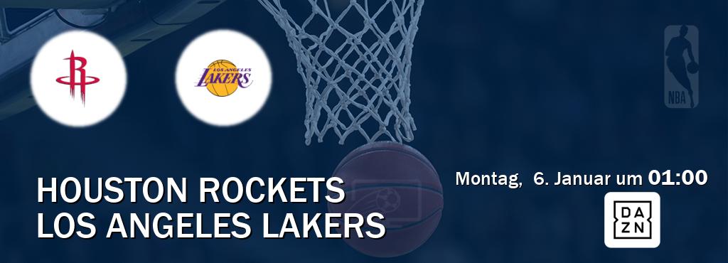 Das Spiel zwischen Houston Rockets und Los Angeles Lakers wird am Montag,  6. Januar um  01:00, live vom DAZN übertragen.