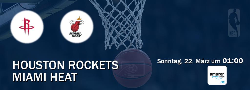 Das Spiel zwischen Houston Rockets und Miami Heat wird am Sonntag, 22. März um  01:00, live vom Amazon Prime DE übertragen.