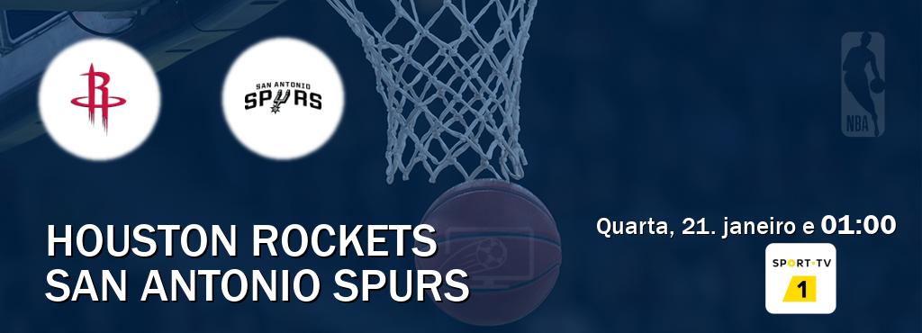Jogo entre Houston Rockets e San Antonio Spurs tem emissão Sport TV 1 (quarta, 21. janeiro e  01:00).