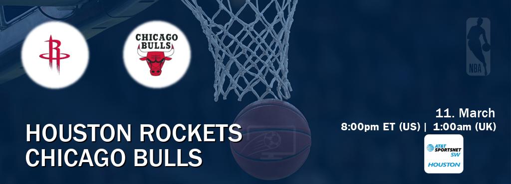 You can watch game live between Houston Rockets and Chicago Bulls on AT&T Sportsnet SW Houston.