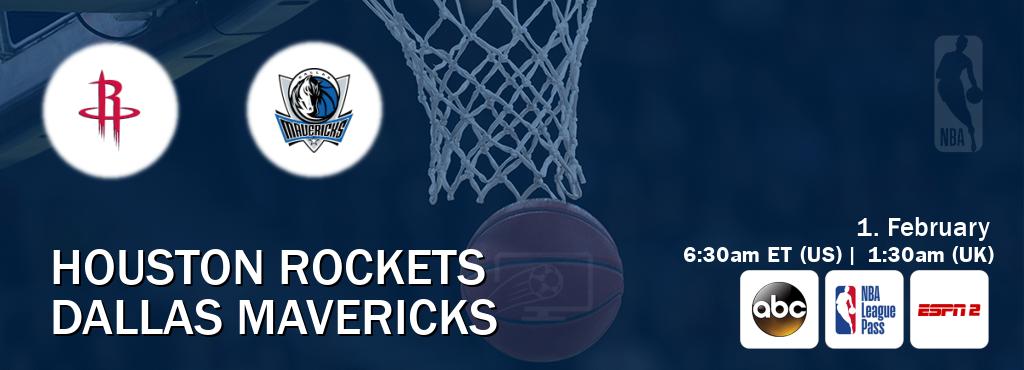 You can watch game live between Houston Rockets and Dallas Mavericks on ABC(US), NBA League Pass, ESPN2(AU).