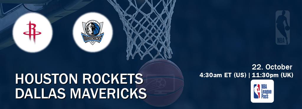 You can watch game live between Houston Rockets and Dallas Mavericks on NBA League Pass.